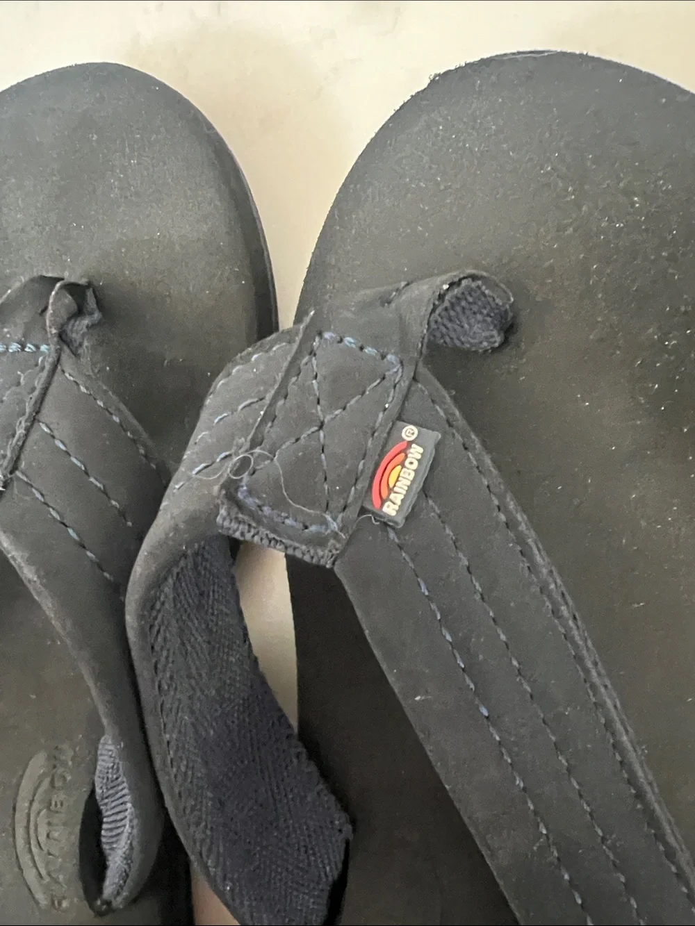 Rainbow Navy Flip Flop Sandals - Classic Thong Style kids size 2/3
